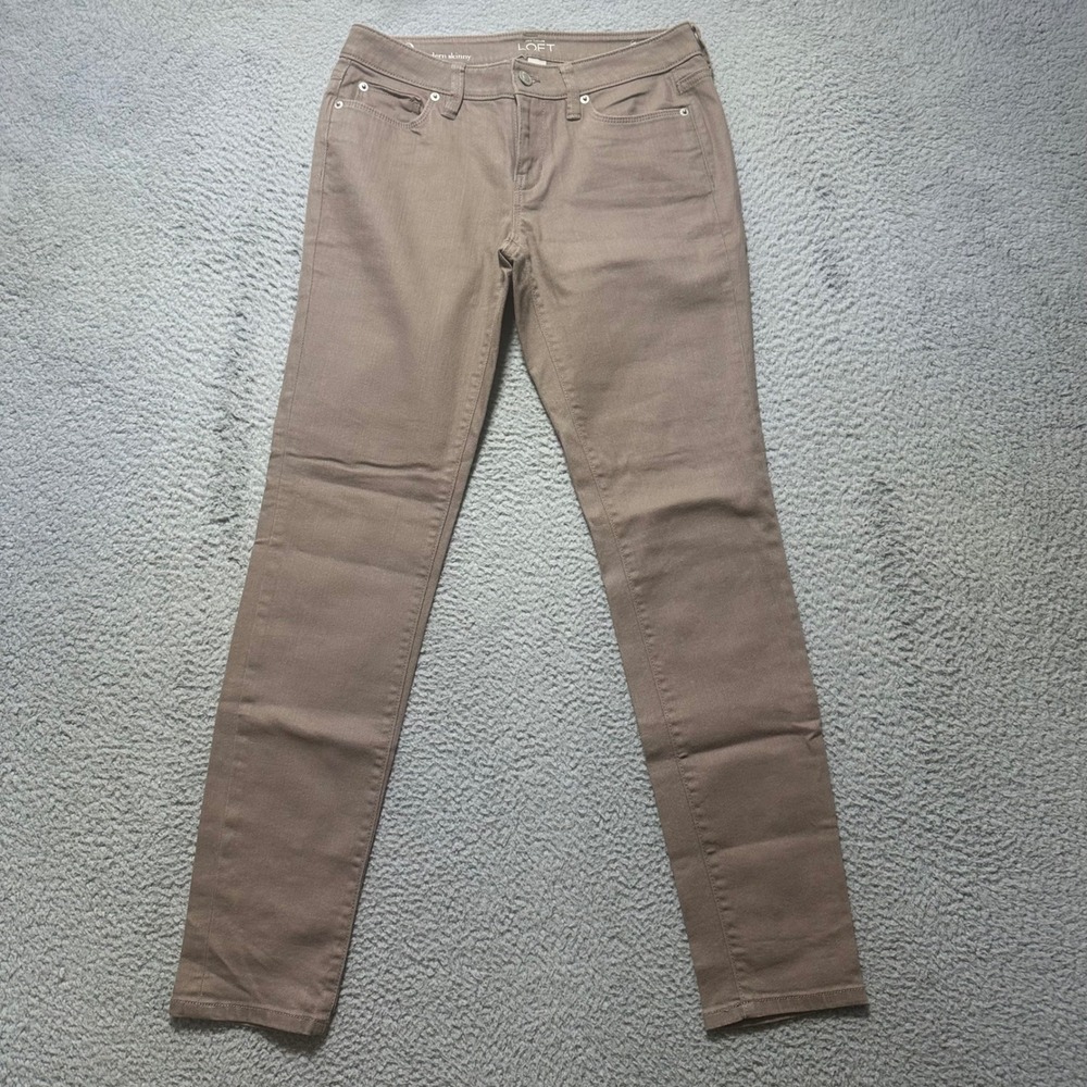 LOFT Modern Skinny Pants Womens 2 Taupe Brown Cotton Stretch Chino Jeans